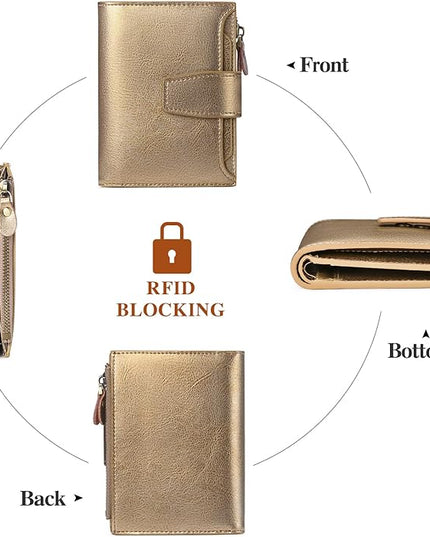 FALAN MULE Small Wallet for Women Leather Bifold Compact RFID Blocking Small Womens Wallet Purse