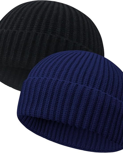 Wool Fisherman Beanies for Men Women Short Cuff Knit Beanie Winter Warm Hats Trawler Hat Stylish Watch Cap