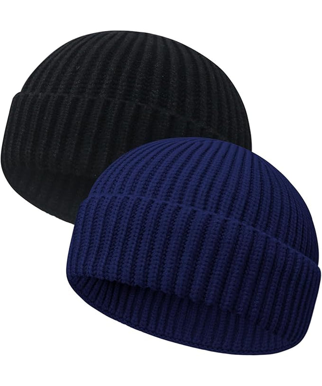 Wool Fisherman Beanies for Men Women Short Cuff Knit Beanie Winter Warm Hats Trawler Hat Stylish Watch Cap