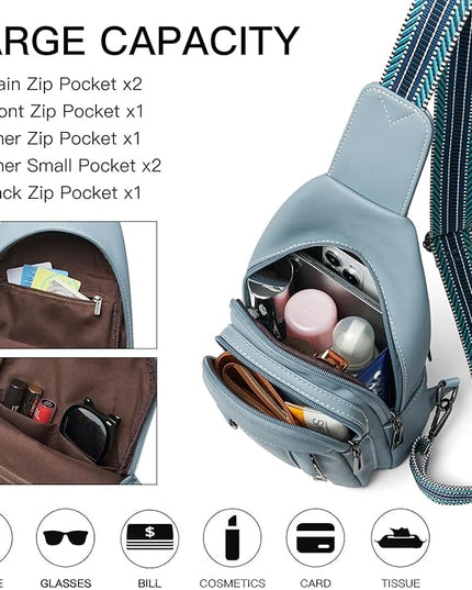 7L Sling Bag for Women Men Leather Small Sling Backpack Daypack Anti Theft Fanny Pack Crossbody Purse Travel