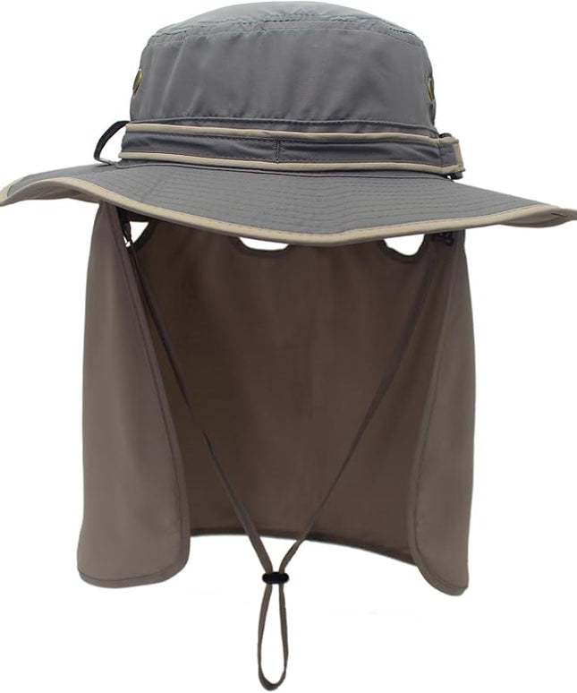 Home Prefer UPF50 Mens Sun Hat with Neck Flap Quick Dry UV Protection Cap Womens Wide Brim Fishing Hat Neck Flap Beach Garden