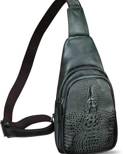 Genuine Leather Silng Bag for Women and Men Real Leather Sling Backpack Chest Purse Shoulder Crossbody Bag