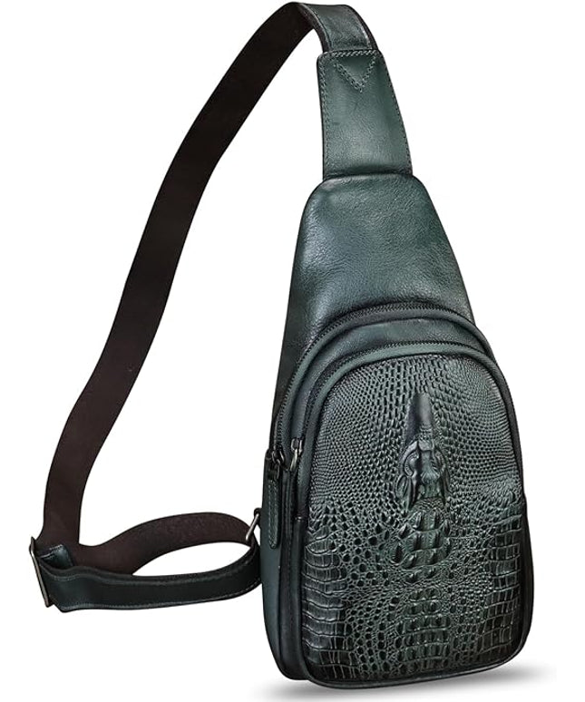 Genuine Leather Silng Bag for Women and Men Real Leather Sling Backpack Chest Purse Shoulder Crossbody Bag