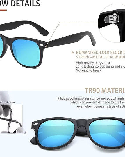 FEIDUSUN Sunglasses Men Polarized Sunglasses for Mens and Womens,Black Retro Sun Glasses Driving Fishing UV Protection