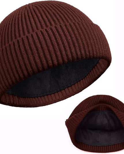 ROYBENS Swag Wool Knit Cuff Short Fisherman Beanie for Men Women, Winter Warm Hats