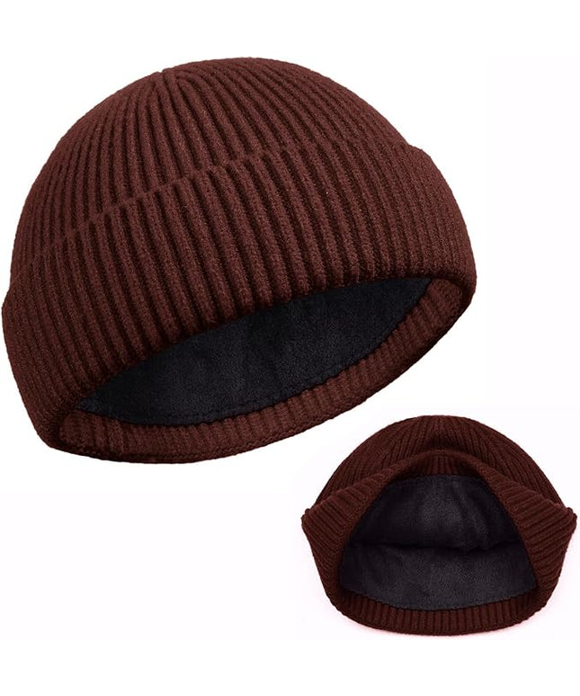 ROYBENS Swag Wool Knit Cuff Short Fisherman Beanie for Men Women, Winter Warm Hats