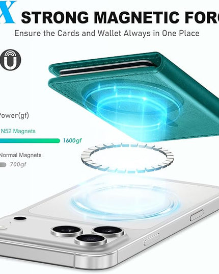 TUCCH for Magsafe Card Holder with Clear ID Window, Fit 6 Cards, RFID Blocking PU Leather Men Women Magnetic Phone Wallet for iPhone 17/16/15/14/13/12/Plus/Air/Pro/Pro Max Series, Cyan