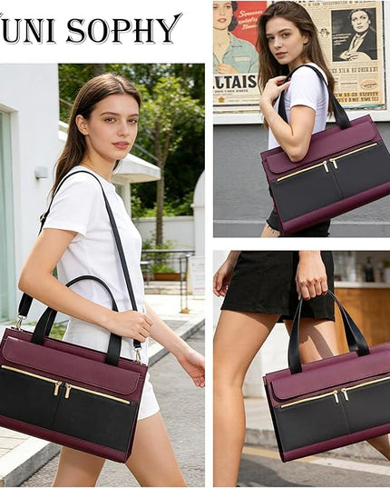 Laptop Bag for Women 15.6 Inch, Professional Tote Briefcase Purse, Eco-friendly Leather Teacher Bag Work Bag for Business