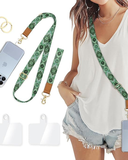 Phone Lanyard Crossbody Wrist Strap, Boho Bohemain Cell Phone Lanyards for Around the Neck Wristlet Shoulder, Adjustable Strap for Keys Accessories Travel Essentials