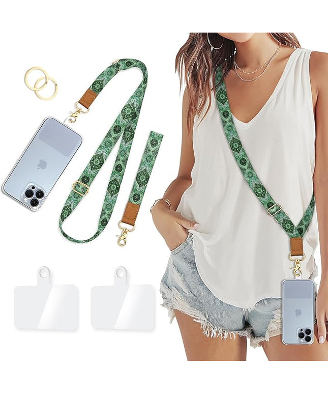 Phone Lanyard Crossbody Wrist Strap, Boho Bohemain Cell Phone Lanyards for Around the Neck Wristlet Shoulder, Adjustable Strap for Keys Accessories Travel Essentials