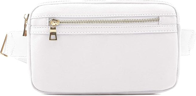 LOVESOME Vegan Leather Everywhere Fashion Waist Bag Fanny Pack Crossbody Bag Belt Bag Sling Bag with Adjustable Strap for Women (White)