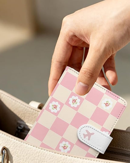 Passport Holder, Travel Wallet Cover with Pen Loop | Cute RFID Blocking Leather Case with Magnetic Closure for Travel Essentials-Sweet
