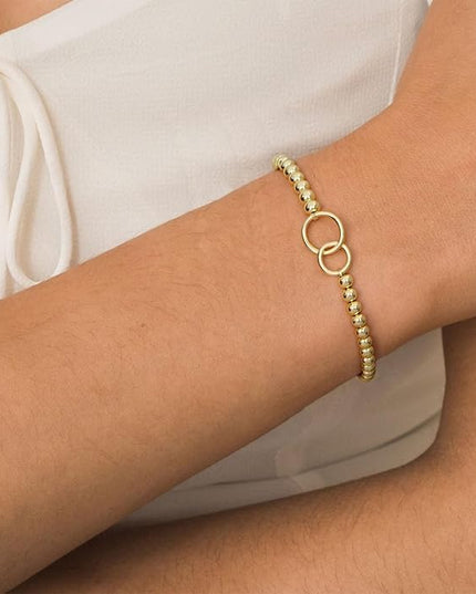 Gold Bracelets for Women 14K Gold Beaded Bracelets Stackable Bracelets for Women Gold Charm Bracelet Non Tarnish Gold Jewelry for Women Trendy