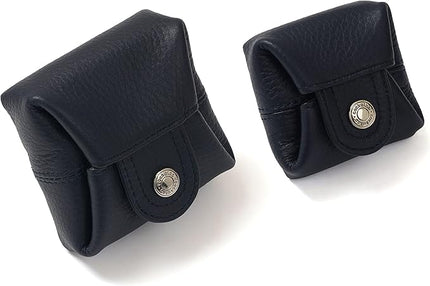 Cockatoo Genuine Leather Coin Pouch Change Holder Mini Snap Pocket Wallet for Men Women (Set of L&S,NAVY BLUE)
