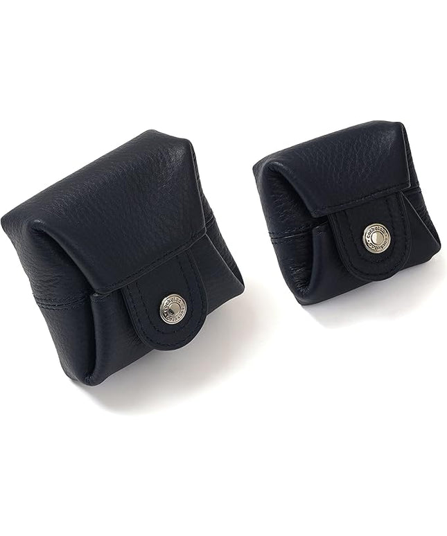 Cockatoo Genuine Leather Coin Pouch Change Holder Mini Snap Pocket Wallet for Men Women (Set of L&S,NAVY BLUE)