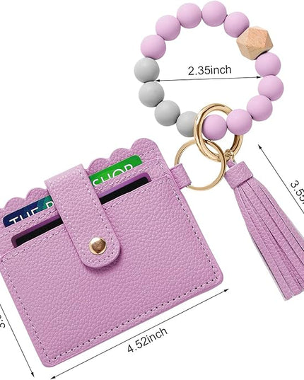 Wristlet Keychain for Women Silicone Key Ring Bracelet Wristlet Wallet Bracelet Keychain Card Holder Keyring
