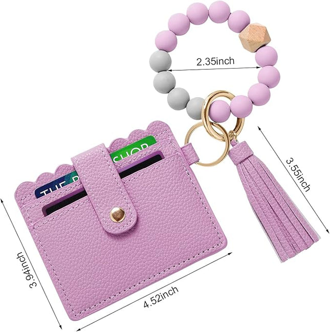 Wristlet Keychain for Women Silicone Key Ring Bracelet Wristlet Wallet Bracelet Keychain Card Holder Keyring