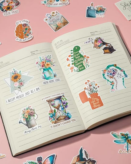 Waterproof Inspirational Positive Mental Health Quotes Sticker Bundle 30pcs for Journal Crafts Scrapbook Planner Gift Waterbottle Personalized Decoration