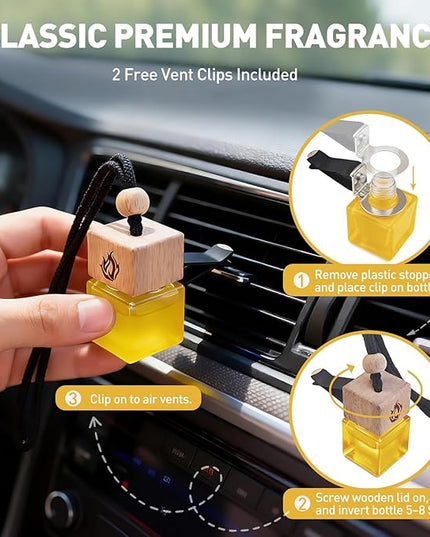 Car Air Freshener Hanging 2 Pack, Teakwood & Cashmere Fragrance Essential Oil Diffuser, Long Lasting Car Scent, Car Accessories for Women