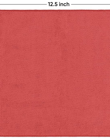 HOMEXCEL Red Microfiber Cleaning Cloth 12 Pack, 12.5 x 12.5 inch Microfiber Towels for Cars, Ultra Absorbent Car Washing Cloth, Lint Free Streak Free Cleaning Rags for Car, Kitchen, and Window