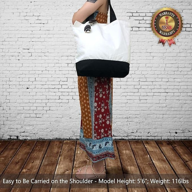 TOPDesign 3-Pack Super Strong Large 12oz Cotton Canvas Tote Bags, Reusable Grocery Shopping Cloth Bags, Fashionable Two-Tone Totes for Crafts, DIY Your Creative Designs