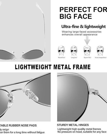 Joopin Polarized Metal Aviation Sunglasses Men, Classic Military Sun Glasses Women, Rectangle Shades UV400 Protection Costume