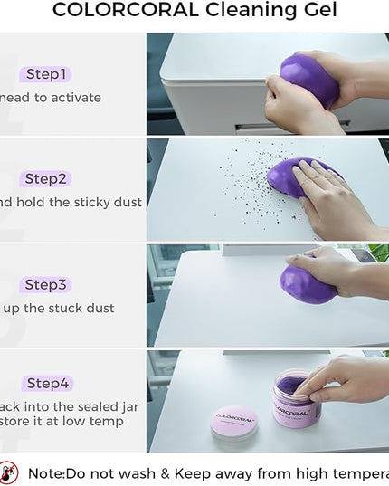 ColorCoral Cleaning Gel for Car Universal Gel Cleaner Auto Detailing Car Vent Keyboard Cleaning Putty Car Interior Cleaner Dashboard Dust Remover Putty Auto Duster Cleaning Kit 160G - Purple