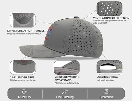 AB ALOSUNY Men Adjustable Baseball Cap with Curved Breathable Quick-Drying Laser-Cut Mesh Back Closure Hat