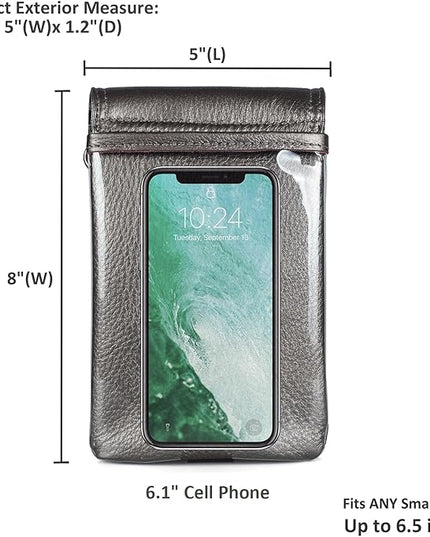 befen Genuine Leather Small Crossbody Bags for Women Cell Phone Bag Cross Body Purses,Silver Zipper