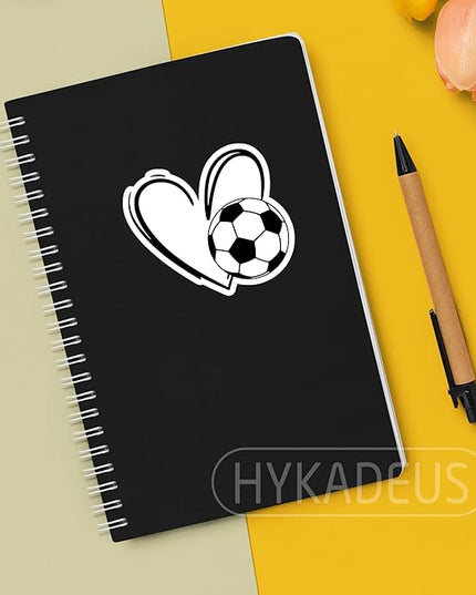 (3Pcs) Soccer Stickers Waterproof Vinyl Soccer Heart Decals for Water Bottle, Tumbler, Laptop, Phone Case, Scrapbooking, Team Players, Coach, 3" x 2.8"