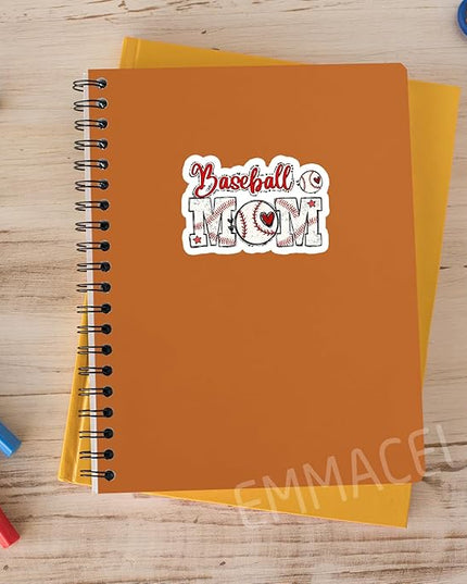 (3PCS) Baseball Mom Sticker, Sport Stickers - Waterproof Vinyl Decal for Laptop, Water Bottle, Tumbler, Scrapbook, Helmet, Gift for Mom Mama Mother's Day Size 3" x 2.9 "