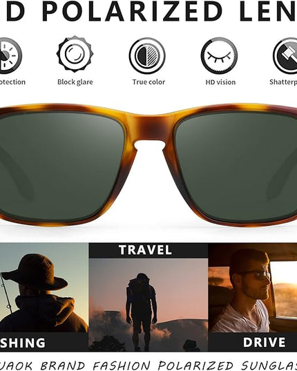 KUGUAOK Polarized Square Sunglasses For Men and Women Matte Finish Sun Glasses UV Protection Glasses