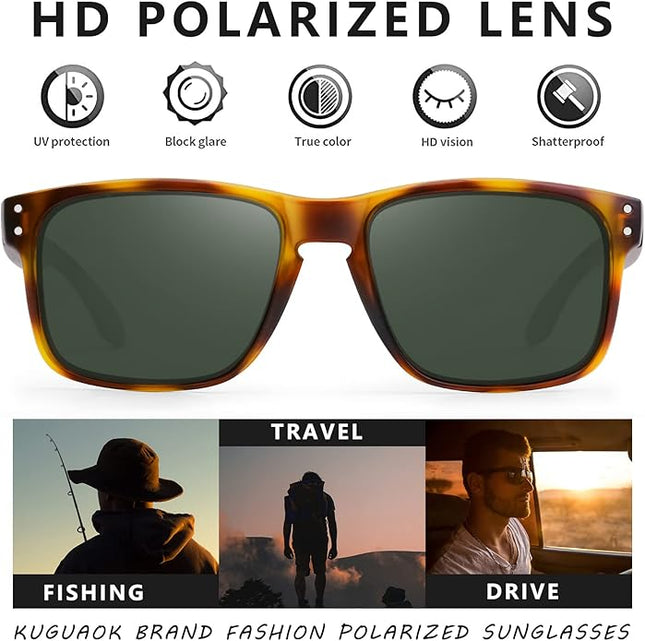 KUGUAOK Polarized Square Sunglasses For Men and Women Matte Finish Sun Glasses UV Protection Glasses