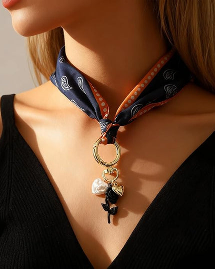 HETICA Scarf Necklace for Women Silk Western Charm Necklaces Fashion Accessory Jewelry Gift