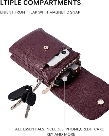 BOSTANTEN Vegan Leather Small Crossbody Bags for Women Designer Cell Phone Bag Wallet Purses Adjustable Strap