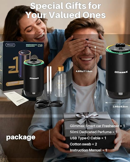 Smart Car Air Freshener Diffuser with Starry Sky Projection and 50ml Perfume, Auto On/Off Intelligent, 3 Adjustable Spray Modes Rechargeable Car Aroma Diffuser, Cologne