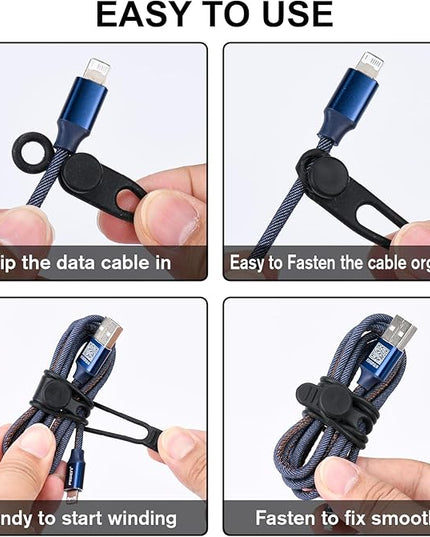 32Pcs Silicone Cable Ties, Data Cable Organizer Silicone Cable Straps Cord Ties Wrap Reusable Wire Organizers Elastic Cables Cord Management Organizers for Electronics, Home, Office, School, Travel