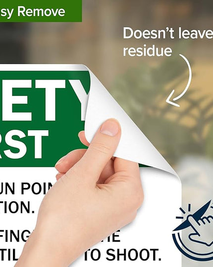 Safety First Always Keep The Gun Pointed In A Safe Direction Sign, 10x7 Inches, 4 Mil Vinyl Decal Stickers Weather Resistant, Made in USA by My Sign Center