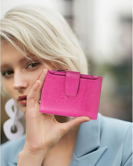 FALAN MULE Small Wallet for Women Leather Bifold Compact RFID Blocking Small Womens Wallet Purse