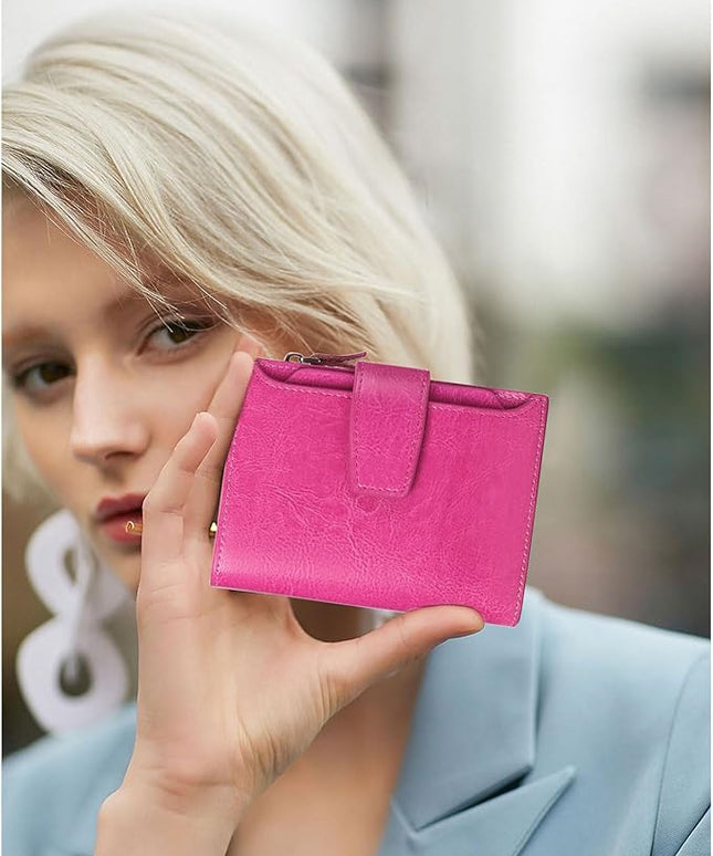 FALAN MULE Small Wallet for Women Leather Bifold Compact RFID Blocking Small Womens Wallet Purse