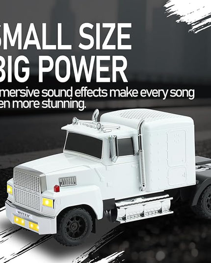 American Truck Bluetooth Speaker with HD Sound, TWS Pairing, LED Party Light, Operation Panel, Built-in Mic, Portable Car Model Speaker for Parties, Beach, Outdoor Activities (White)