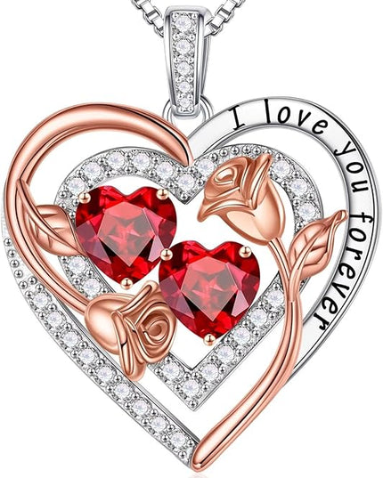 Iefil Christmas Gifts for Women - Sterling Silver Birthstone Necklace Anniversary Birthday Gifts for Her Wife Mom Daughter
