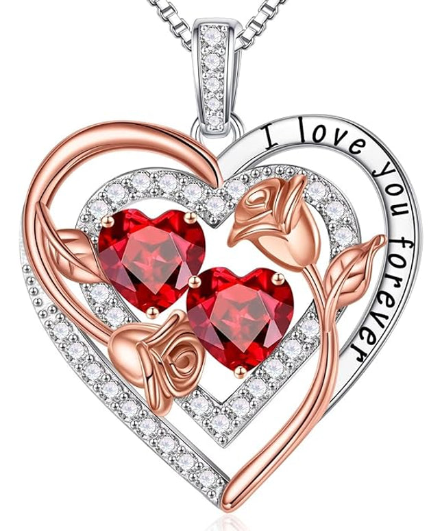 Iefil Christmas Gifts for Women - Sterling Silver Birthstone Necklace Anniversary Birthday Gifts for Her Wife Mom Daughter