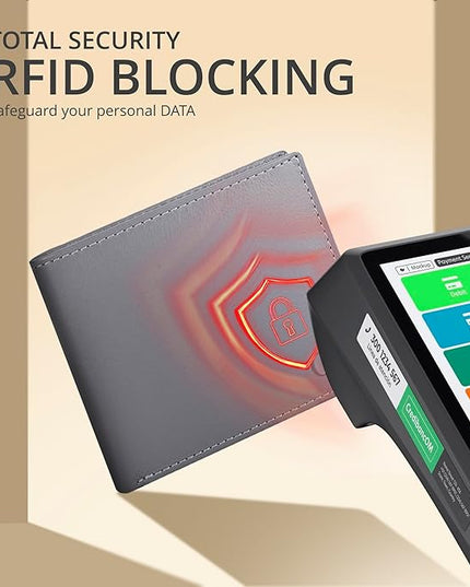 Oak Leathers Slim Leather Wallet for Men - RFID Wallets Credit Card Holder Ultra Thin Gift for Mens, Front Pocket Minimalist Design