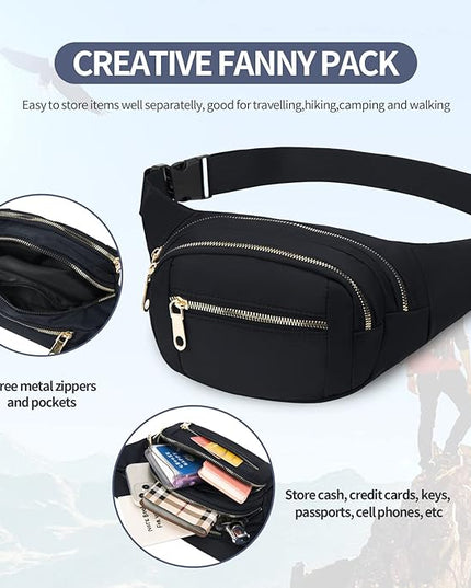 DAITET Crossbody Fanny Pack for Men&Women,Large Waist Bag & Hip Bum Bag with Adjustable Strap for Outdoors Workout Traveling Casual Running Hiking Cycling