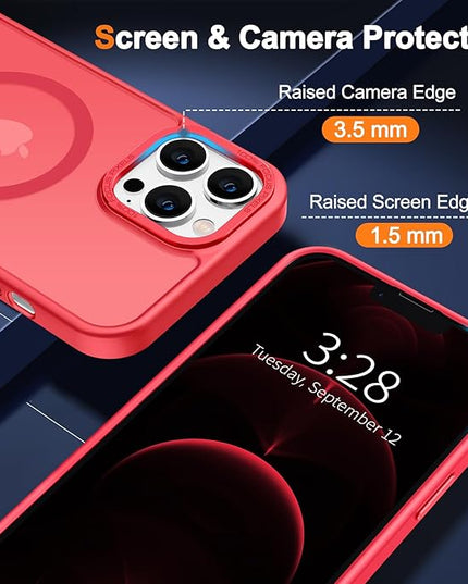 Hython Case for iPhone 12 Pro Max Case Magnetic Translucent Matte Phone Cases 6.7" [Compatible with MagSafe] Thin Slim Fit Shockproof Bumper Hard Protective Cover for Women Men Girls, Frosted Red