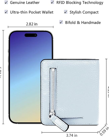 AINIMOER Small Leather Wallet for Women, Ladies Credit Card Holder RFID Blocking Women's Mini Bifold Pocket Purse