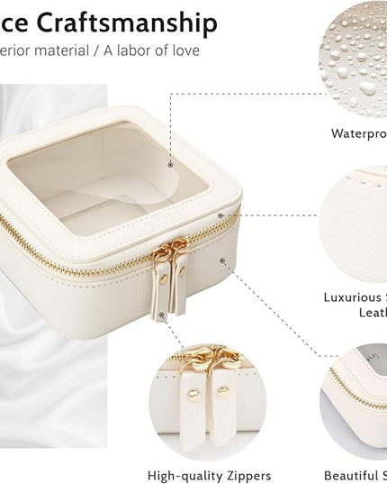 Aveniee Clear Makeup Bag Small, Mini Travel Toiletry Bag Cosmetic Bags Organizer, TSA Approved Clear Makeup Case Pouch with Zipper, Car Essentials for Women Men,White
