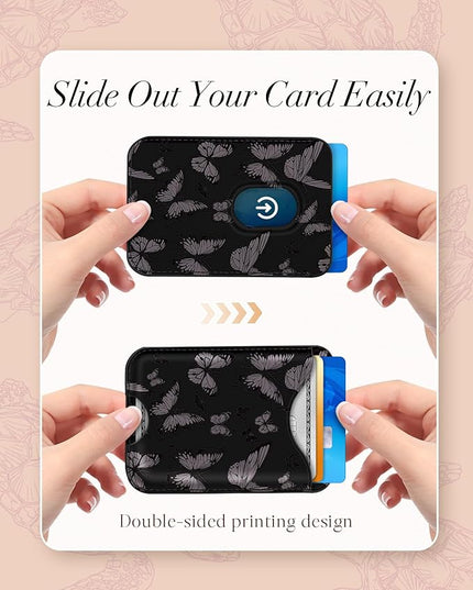Shorogyt Compatible with Magsafe Wallet Magnetic Card Holder - Butterfly Phone Wallets for Women Teen Girls Cute for iPhone 17/16/15/14/13/12 Series Slim for Apple Mag RFID Magnet, Fit 3 Cards