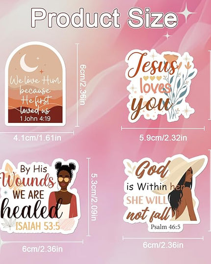 Bible Verse Stickers for Adults - 100 Pcs Black Women Prayer Board Stickers for Women Girls, Inspirational Waterproof Scrapbook Sticker, Vinyl Decals for Water Bottle Laptop Journal